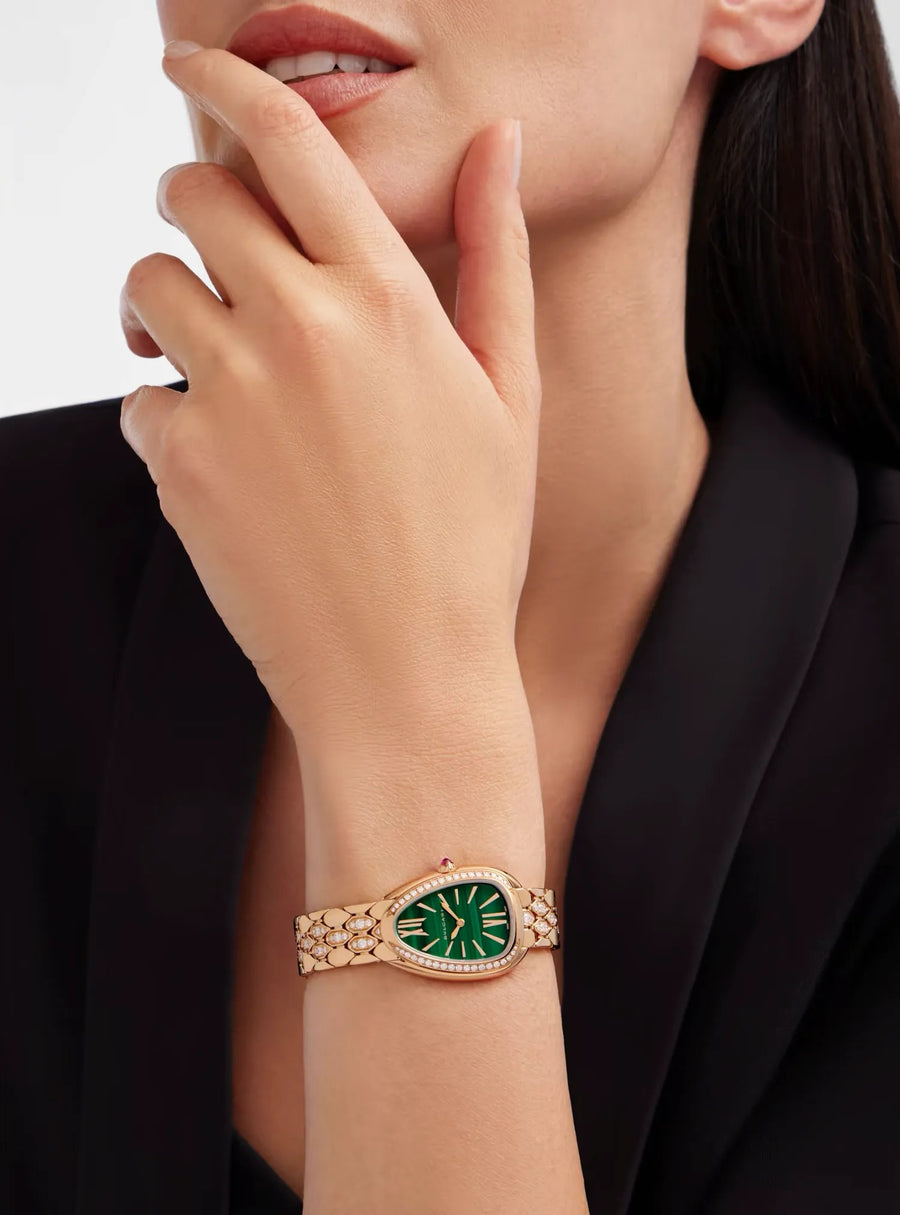 Bob Snake Soraya watch,Rose Gold ,Green Lacquered Dial,Moissanite — real photo 3
