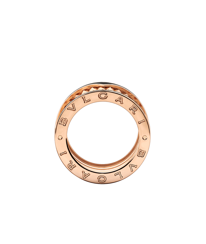 Lotteds Bob Rollers Gear Ring Rose Gold Black Ceramic Stud 3-Band — real photo 6