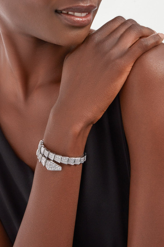 Bob Snake Lovato Bracelet , Full Pavé Moissanite | Yellow, Rose & White Gold — real photo 4