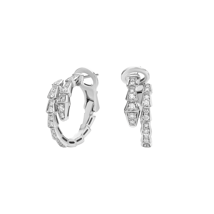 Bob Snake Giorno White Gold Earrings Full Moissanite Pavé — real photo 1