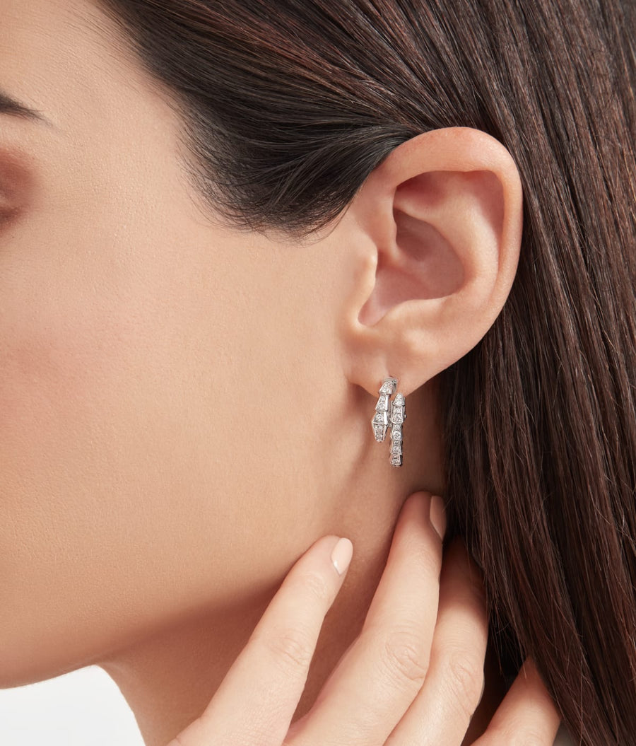 Bob Snake Giorno White Gold Earrings Full Moissanite Pavé — real photo 2