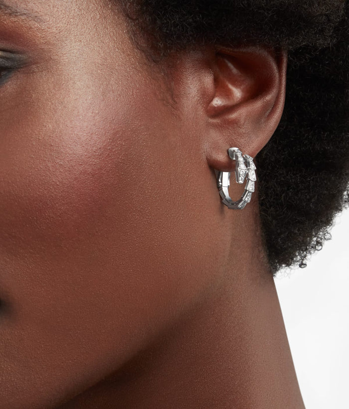 Bob Snake Giorno White Gold Earrings Full Moissanite Pavé — real photo 4