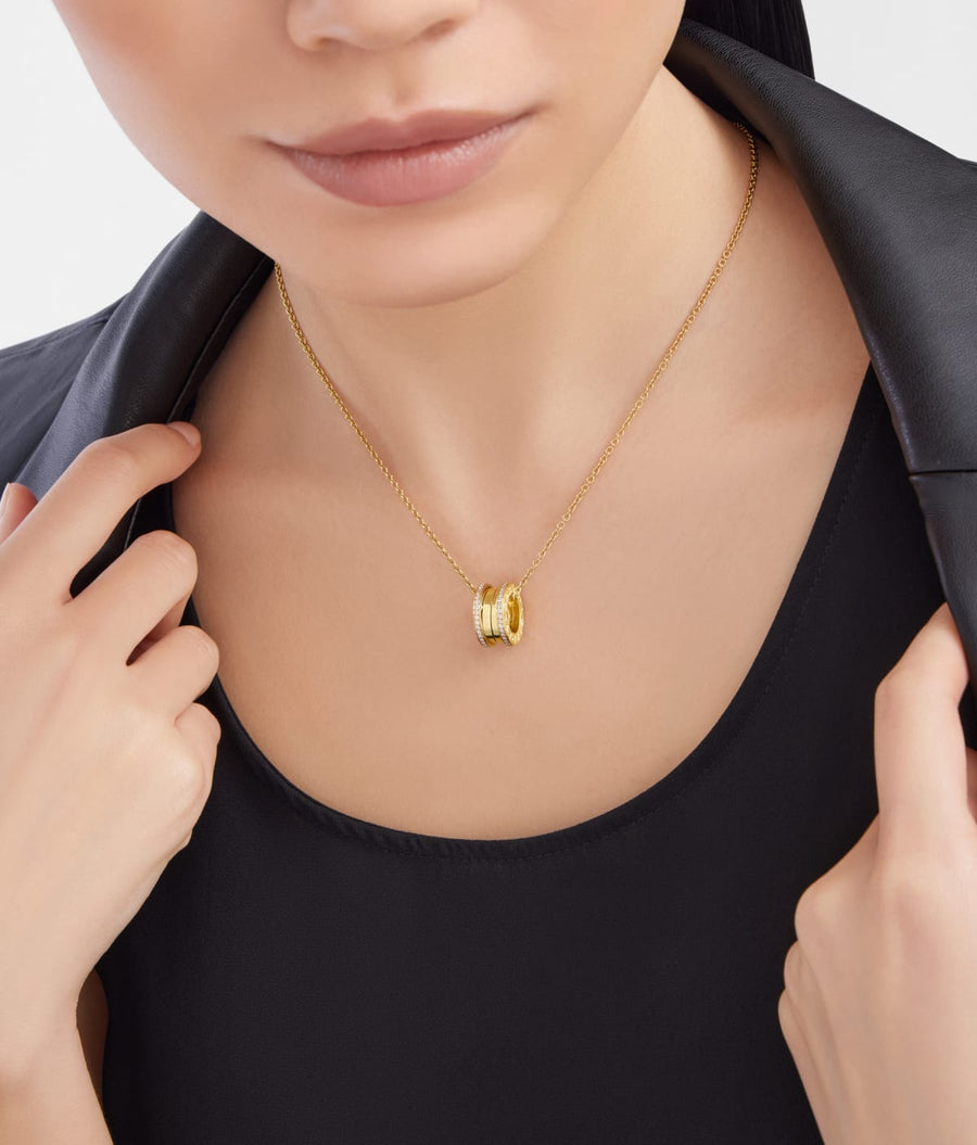 Bob Rollers Marlo Pendant ,Two-row Moissanite| Yellow, Rose & White Gold — real photo 3