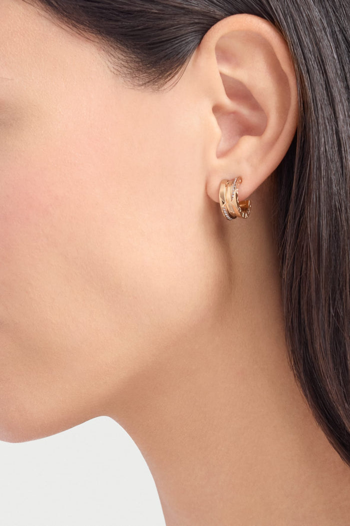 Bob Rollers Marlo Earrings , Moissanite| Yellow, Rose & White Gold — real photo 4