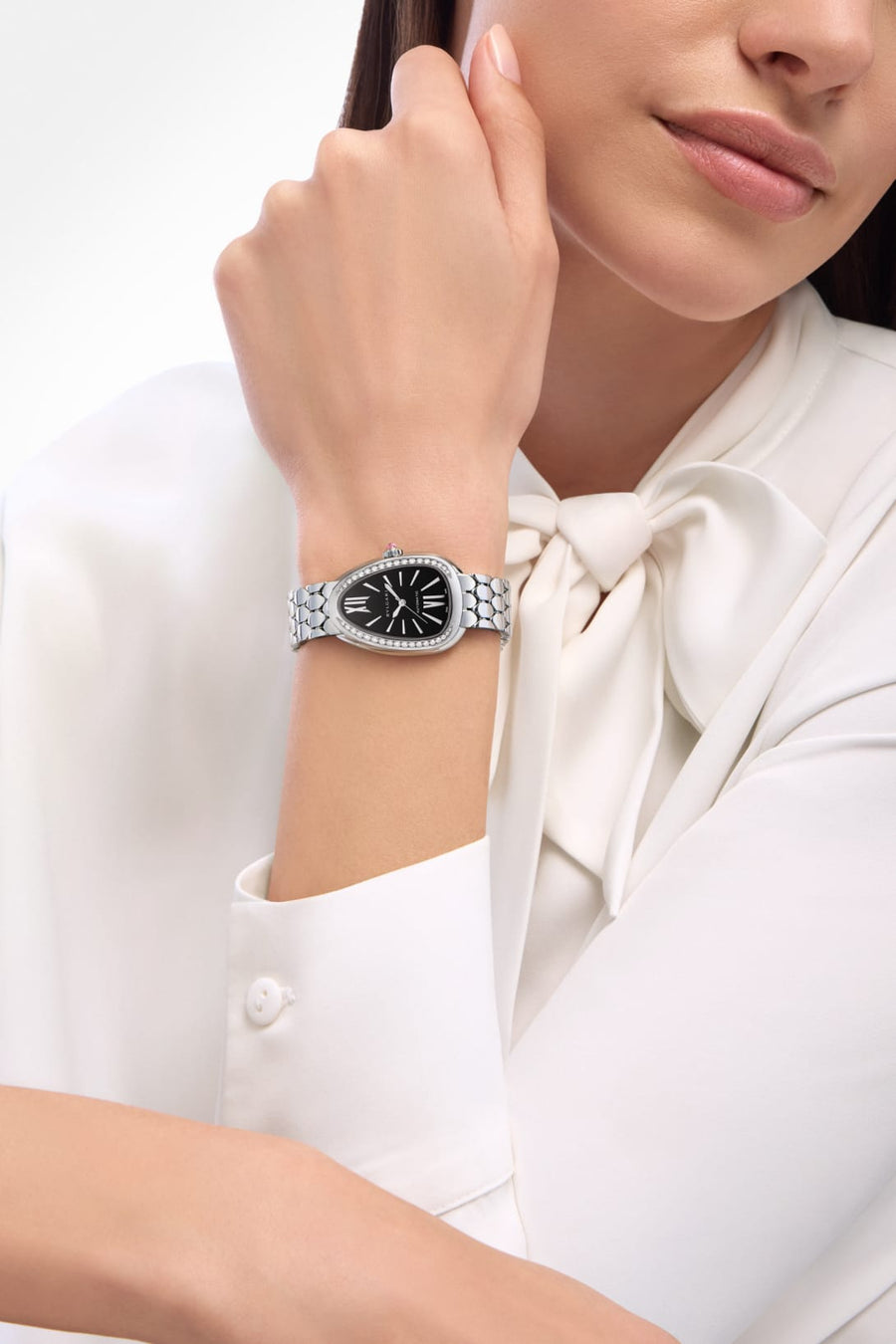 Bob Snake Soraya White Gold Watch Moissanite Black Screen — real photo 3