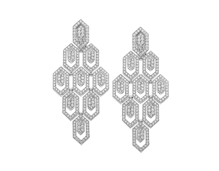 Lotteds Bob Snake Claire Earrings, White Gold Full Moissanite Dangle — real photo 1