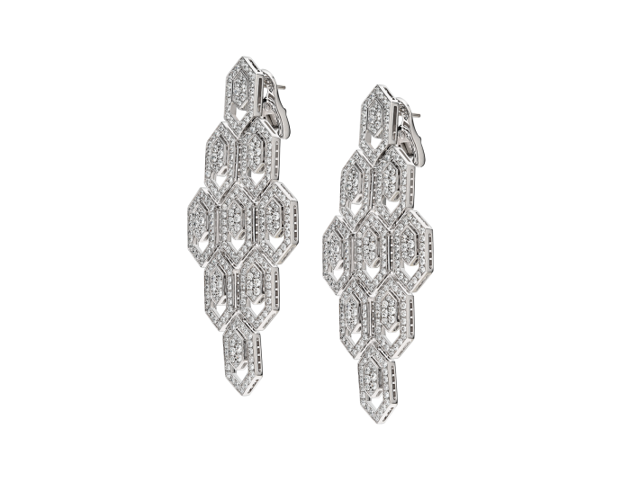 Lotteds Bob Snake Claire Earrings, White Gold Full Moissanite Dangle — real photo 5