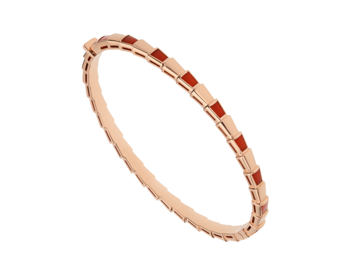 Bob Snake Orion Rose Gold Cuff Bracelet Red Ruby — real photo 1