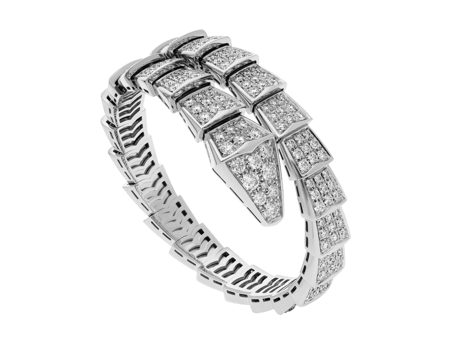 Bob Snake Lovato Bracelet , Full Pavé Moissanite | Yellow, Rose & White Gold — real photo 1