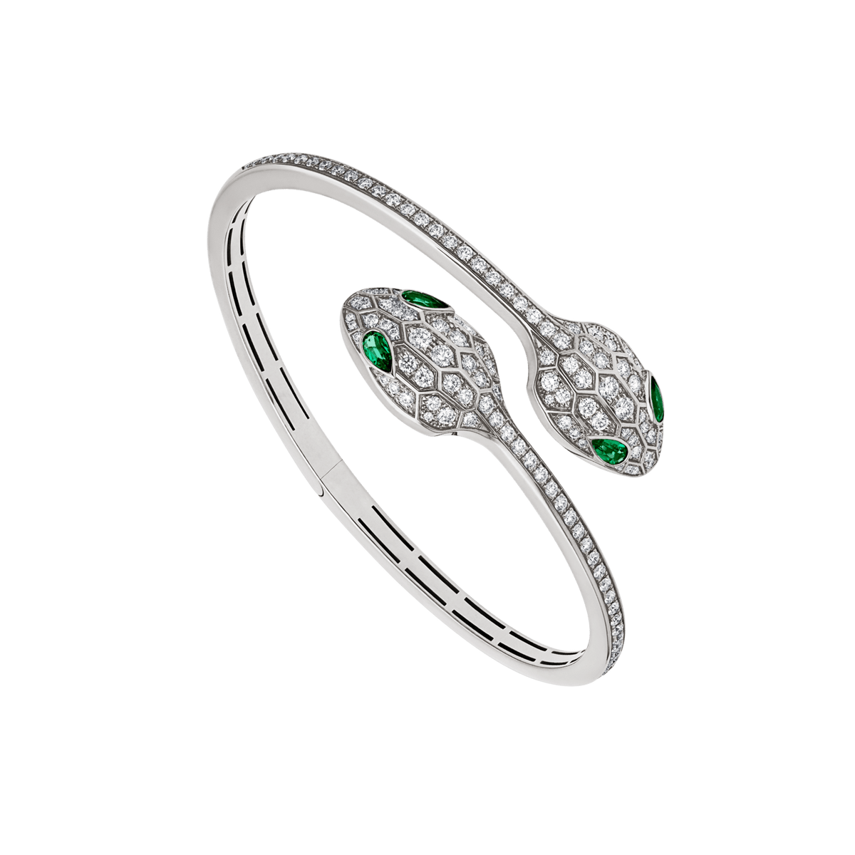 Lotteds Bob Snake Cobra Bracelet, White Gold Moissanite Emeralds Eyes — real photo 1