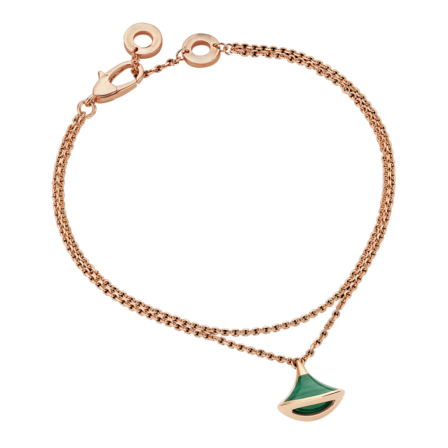 Bob Aeris Fan Essential  Rose Gold Chain Bracelet Green Malachite — real photo 2