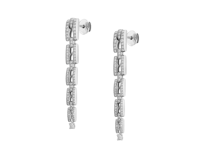 Bob Aura Chain Earrings, Moissanite, Full Pave Set | Rose & White Gold — real photo 6