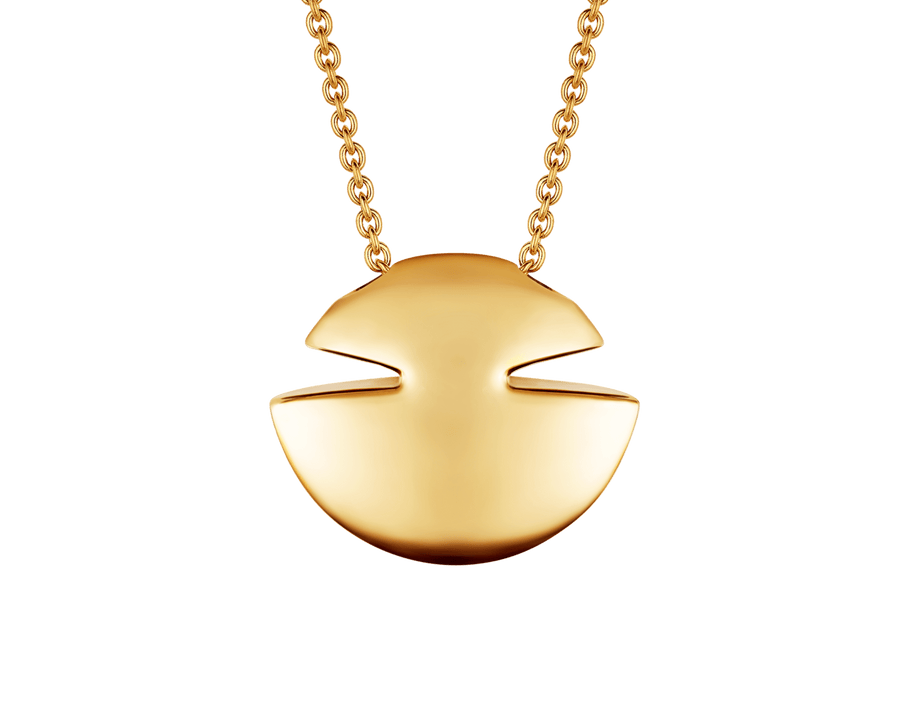 Bob Aura Convex Necklace,Plain, High Polish| Yellow, Rose & White Gold — real photo 2