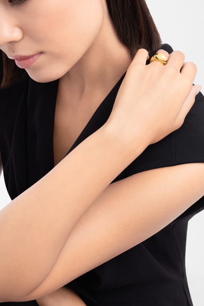 Bob Aura Convex Split Band Ring, Plain| Yellow & Rose Gold | Custom — real photo 5