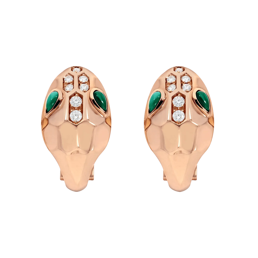 Bob Snake Cobra Hoop Earrings – Malachite Eyes & Moissanite Accents — real photo 1