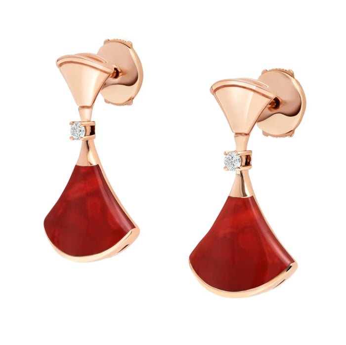 Bob Aeris Fan Essential Earrings, Rose Gold,  Red Rubies & Moissanite — real photo 4