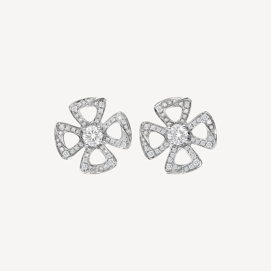 Bob Quatrefoil Rosalind White Gold Pair Earrings Lab-grown Moissanite — real photo 2