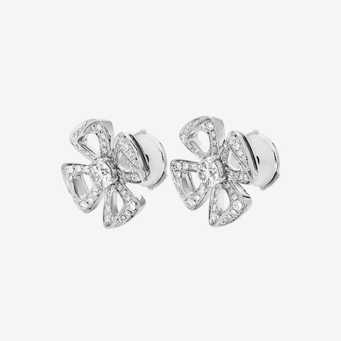 Bob Quatrefoil Rosalind White Gold Pair Earrings Lab-grown Moissanite — real photo 4