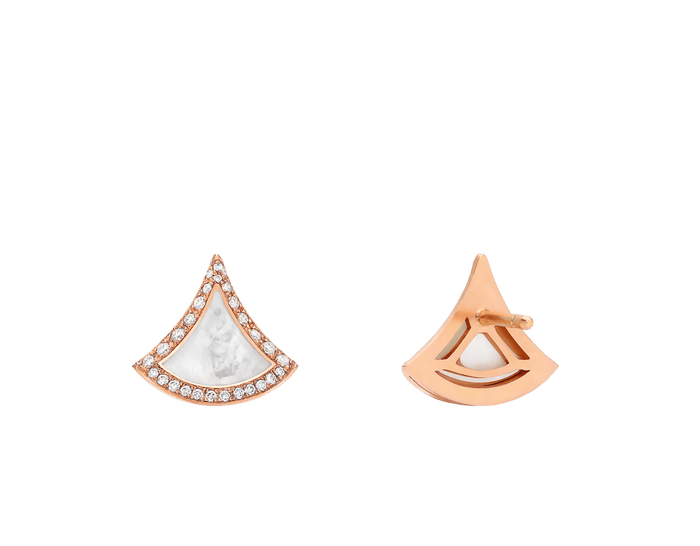 Bob Aeris Fan Essential  Earrings, Rose Gold, Set with Moissanite.Small — real photo 5