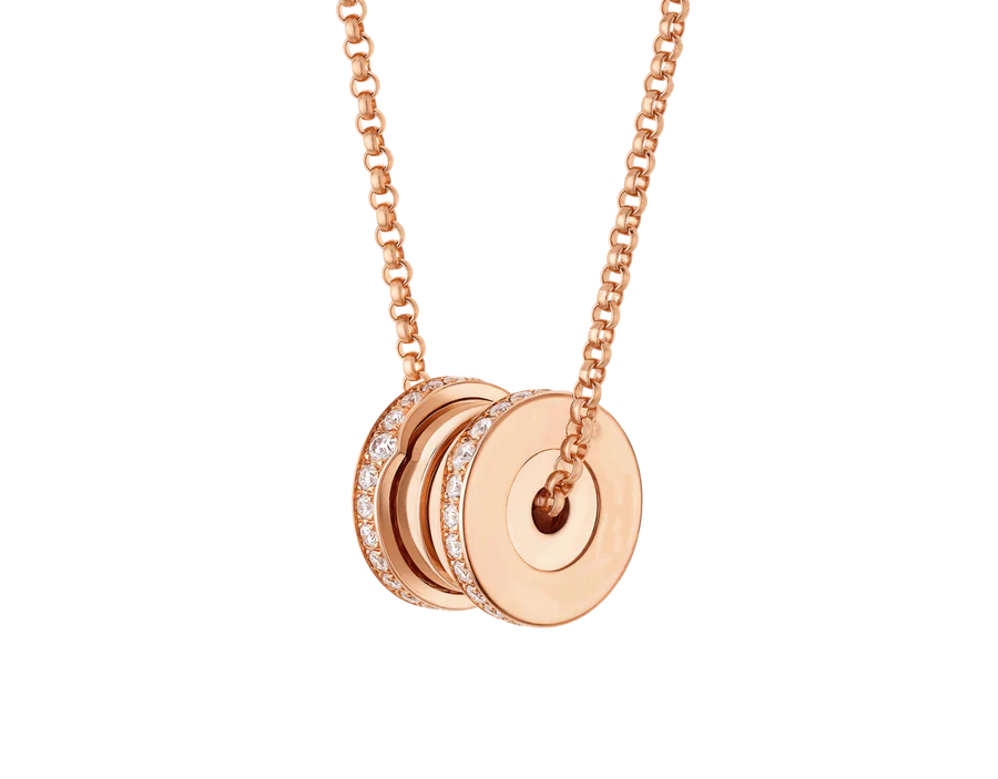 Bob Rollers Marlo Necklace, double row Moissanite| Yellow, Rose & White Gold — real photo 1