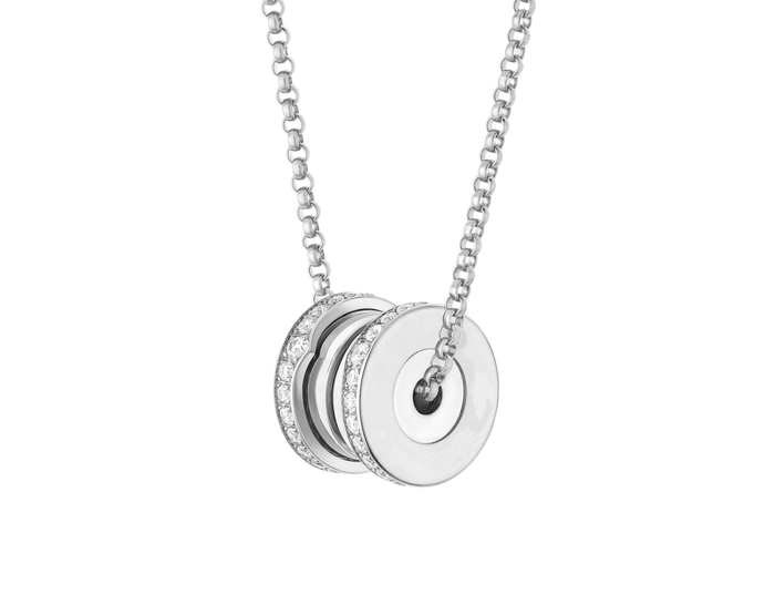Bob Rollers Marlo Necklace, double row Moissanite| Yellow, Rose & White Gold — real photo 6