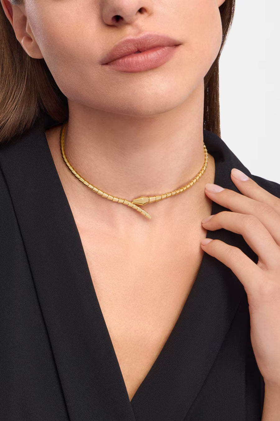 Bob Snake Giorno Necklace – Plain Finish | Yellow, Rose & White Gold — real photo 2