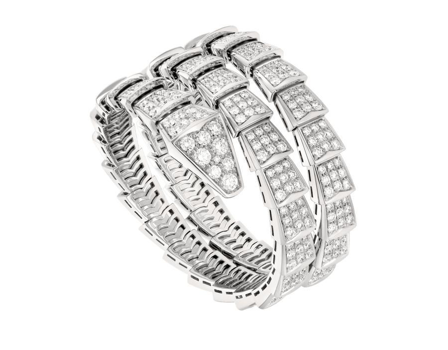 Bob Snake Lovato Bracelet Full Pavé Moissanite,Wide Band | Yellow, Rose & White Gold — real photo 1