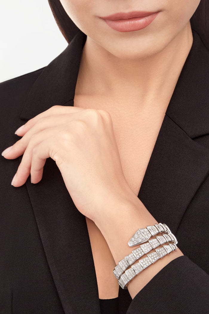 Bob Snake Lovato Bracelet Full Pavé Moissanite,Wide Band | Yellow, Rose & White Gold — real photo 4