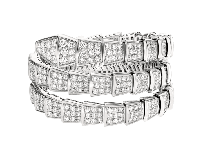 Bob Snake Lovato Bracelet Full Pavé Moissanite,Wide Band | Yellow, Rose & White Gold — real photo 6