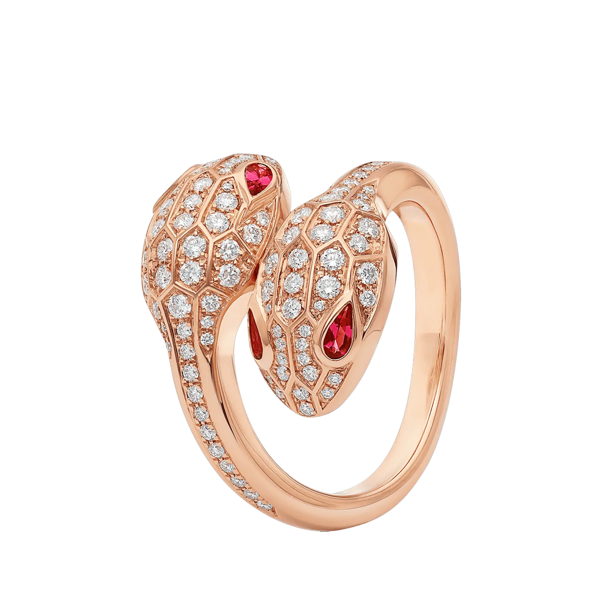 Bob Snake Cobra Ring, Full Pavé Moissanite | Rose & White Gold — real photo 1