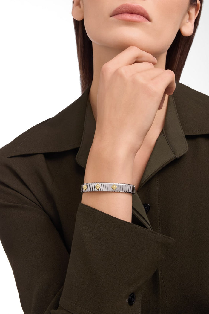 Bob Spirava Bracelet, White Gold, with Yellow Gold Studs — real photo 5