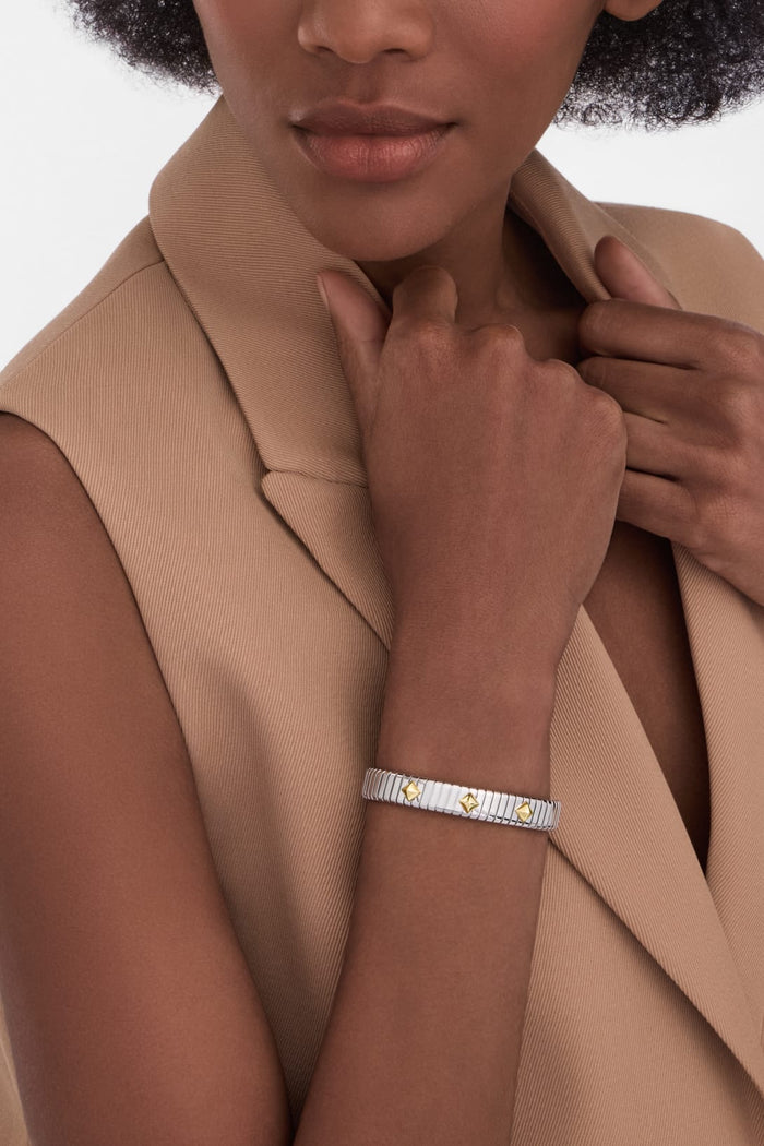 Bob Spirava Bracelet, White Gold, with Yellow Gold Studs — real photo 4