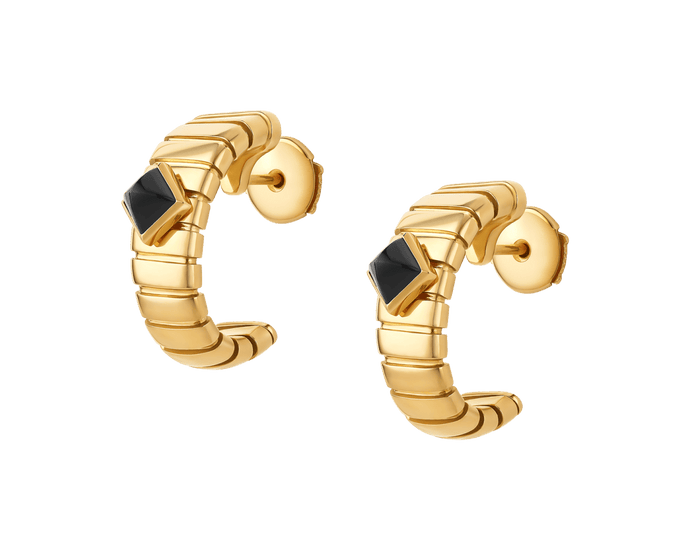 Bob Spirava Earrings, Yellow Gold, Black Onyx — real photo 6
