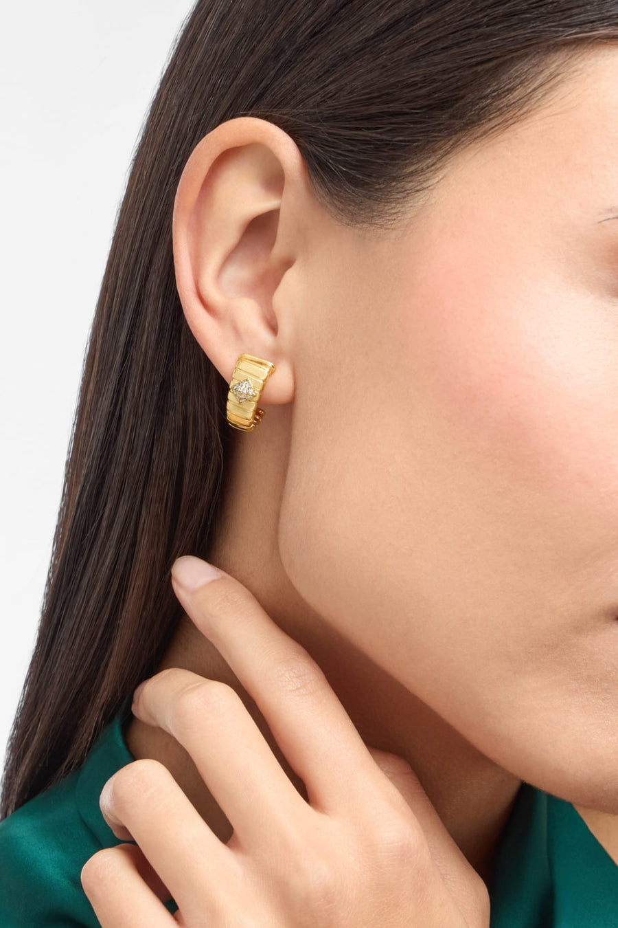 Bob Spirava Earrings, Yellow Gold, Moissanite — real photo 3