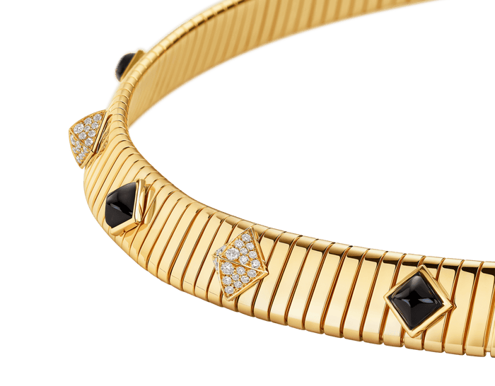 Bob Spirava Necklace, Yellow Gold, Moissanite & Black Onyx — real photo 5