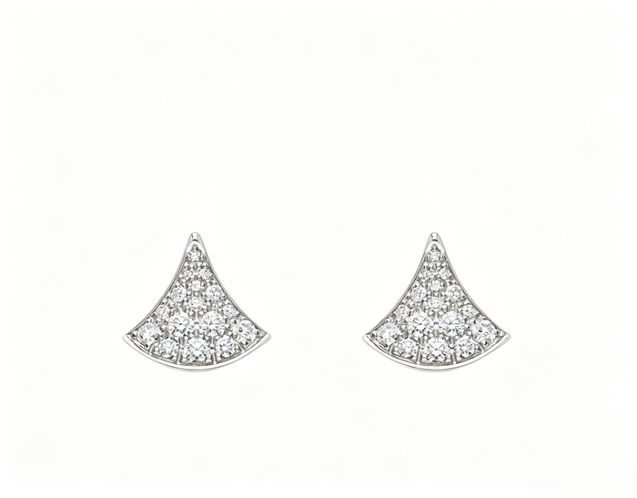 Bob Aeris Fan Starlet Shimmer Earrings, Moissanite ,Small | Yellow, Rose & White Gold — real photo 4