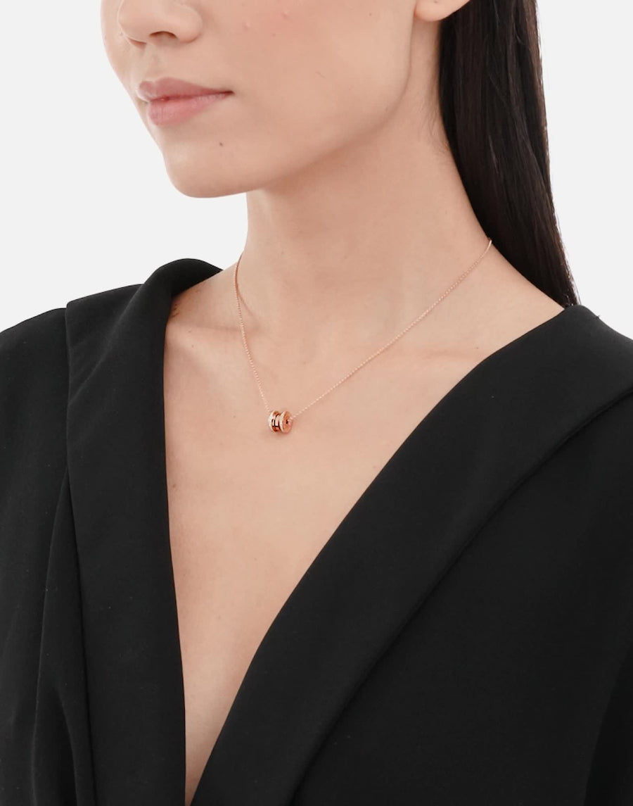 Bob Rollers Marlo Necklace, double row Moissanite| Yellow, Rose & White Gold — real photo 3