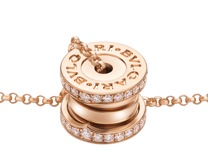 Bob Rollers Marlo Necklace, double row Moissanite| Yellow, Rose & White Gold — real photo 4