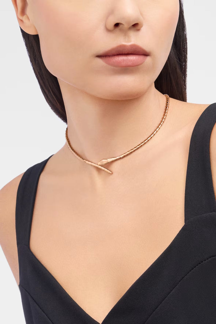 Bob Snake Giorno Necklace – Plain Finish | Yellow, Rose & White Gold — real photo 6
