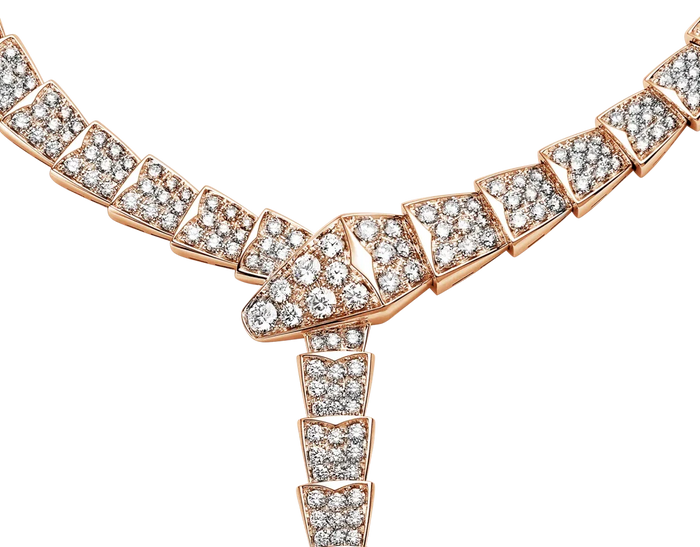 Bob Snake Lovato Necklace – Full Pavé Moissanite | Yellow, Rose & White Gold — real photo 6