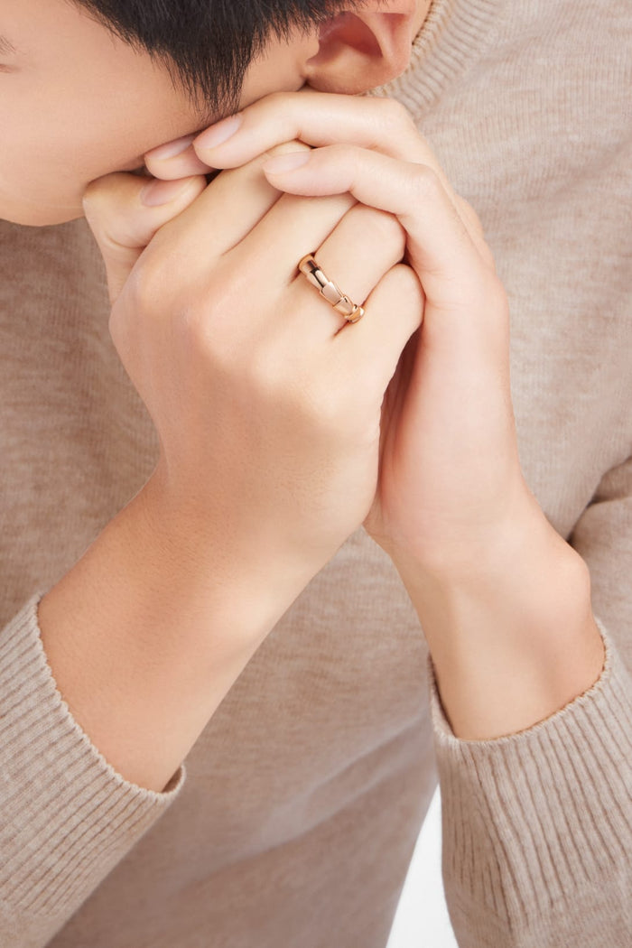 Bob Snake Orion Ring , Polished Modular Band | Yellow, Rose & White Gold — real photo 6