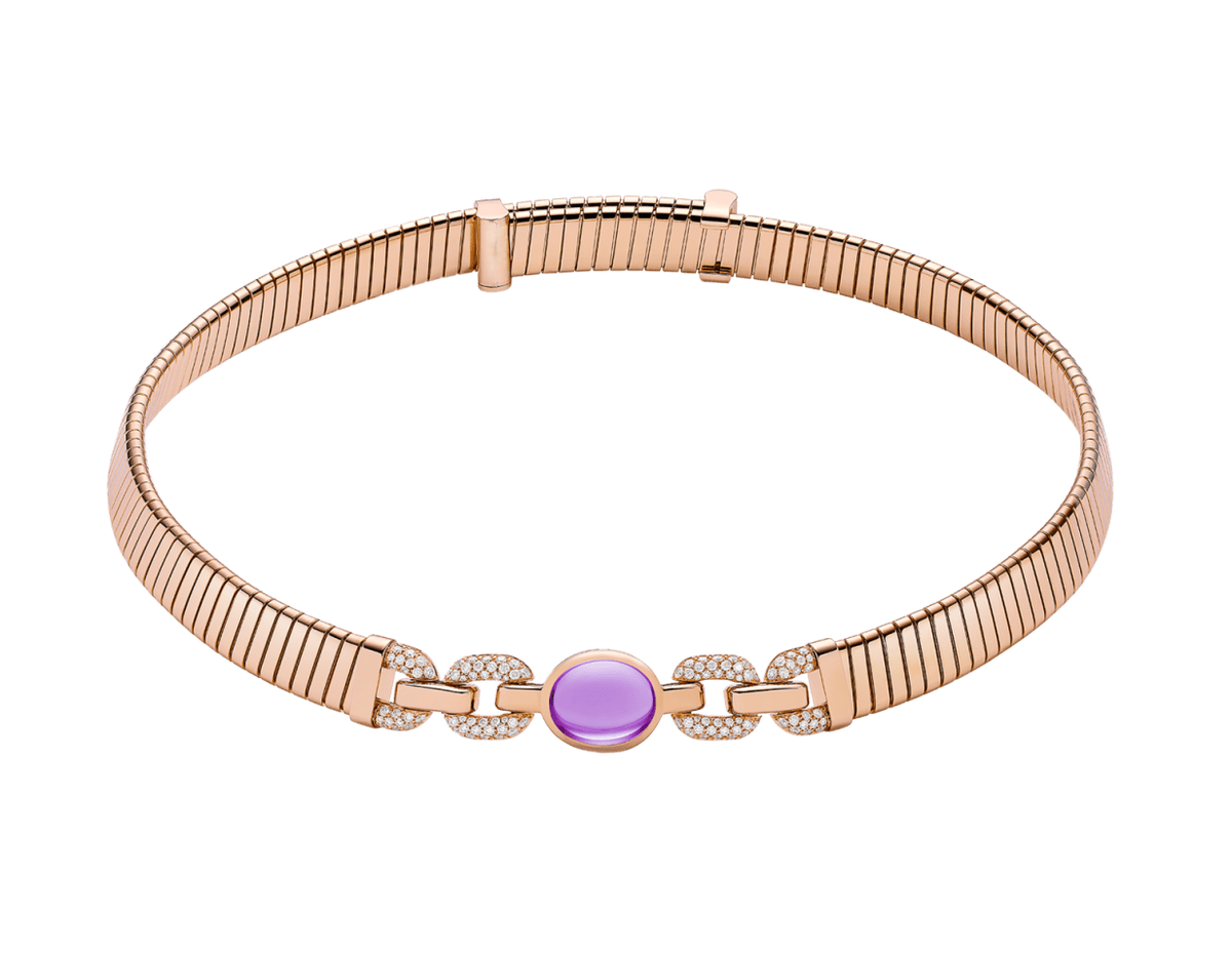 Bob Spirava Necklace, Rose Gold, Amethyst,Custom — real photo 1