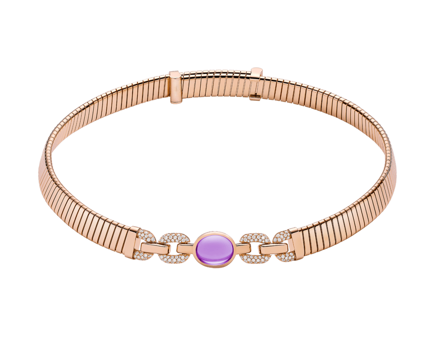 Bob Spirava Necklace, Rose Gold, Amethyst,Custom — real photo 2