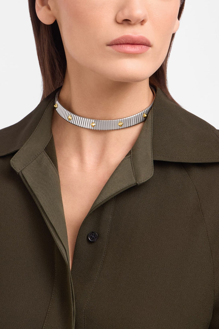 Bob Spirava Necklace, White Gold, with Yellow Gold Studs,Custom — real photo 4