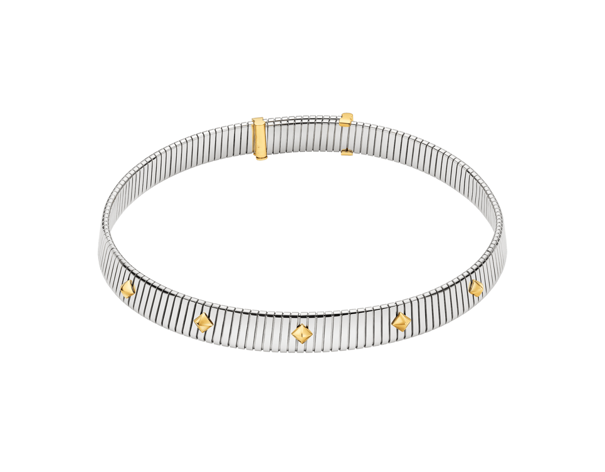 Bob Spirava Necklace, White Gold, with Yellow Gold Studs,Custom — real photo 1