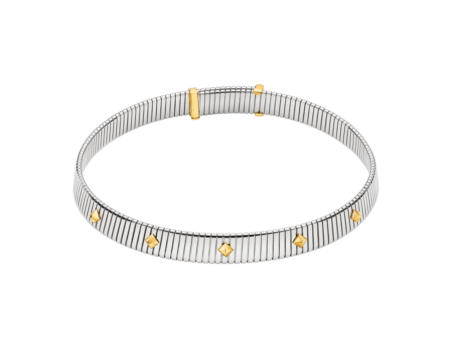 Bob Spirava Necklace, White Gold, with Yellow Gold Studs,Custom — real photo 2