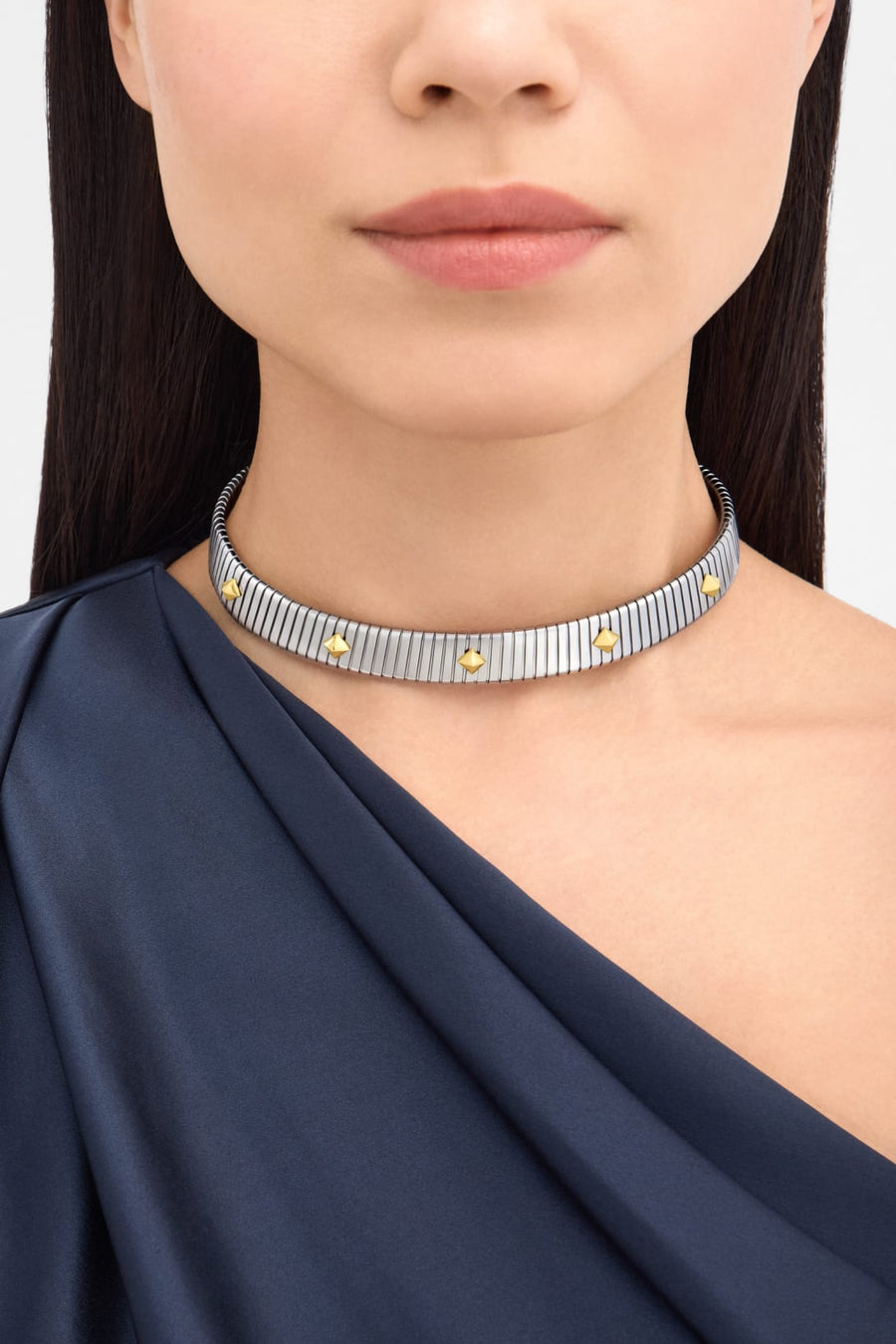 Bob Spirava Necklace, White Gold, with Yellow Gold Studs,Custom — real photo 3