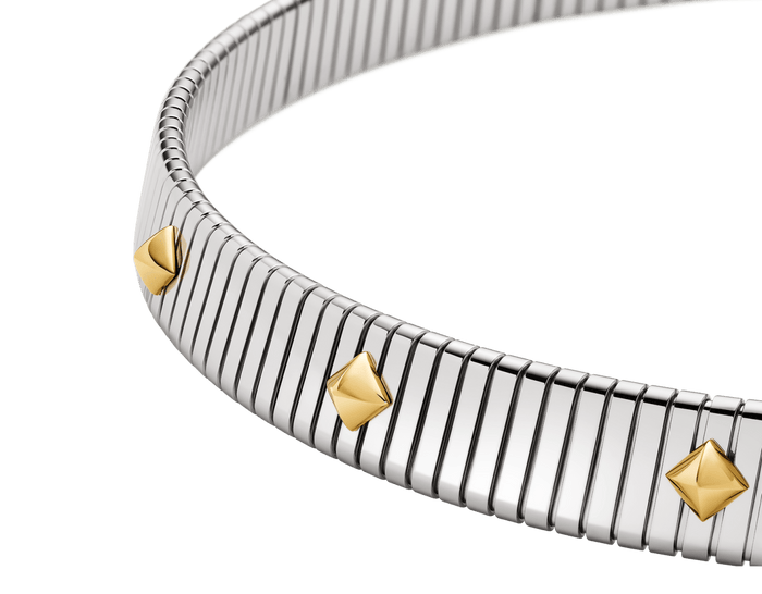 Bob Spirava Necklace, White Gold, with Yellow Gold Studs,Custom — real photo 5