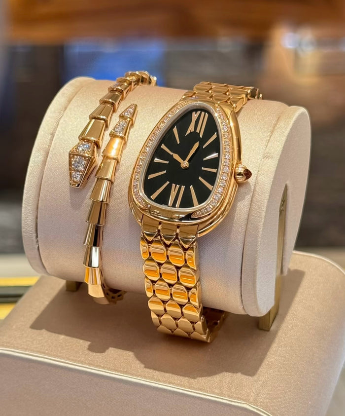 Bob Snake Soraya Watch Rose Gold White Face Moissanite-Set Quartz — real photo 5