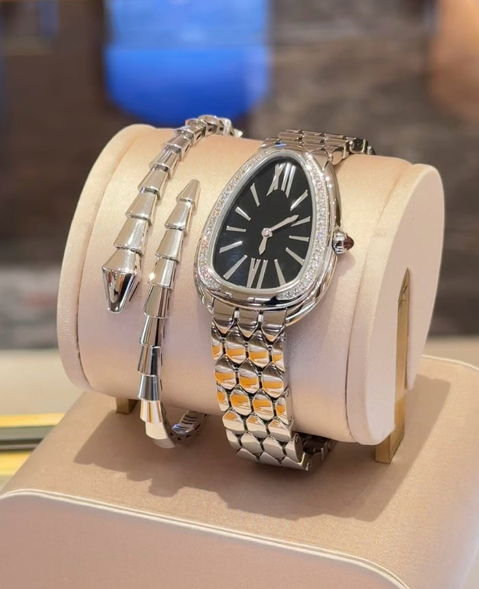 Bob Snake Soraya Watch Rose Gold White Face Moissanite-Set Quartz — real photo 6